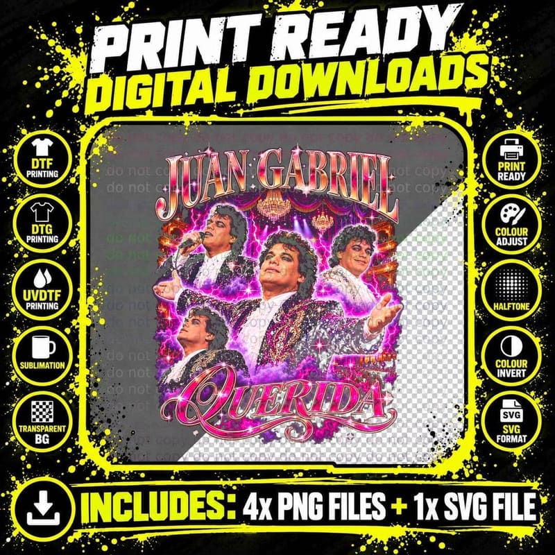 Juan Gabriel Querida Mexican Vintage Music Retro Bootleg Png SVG Digital Bundle