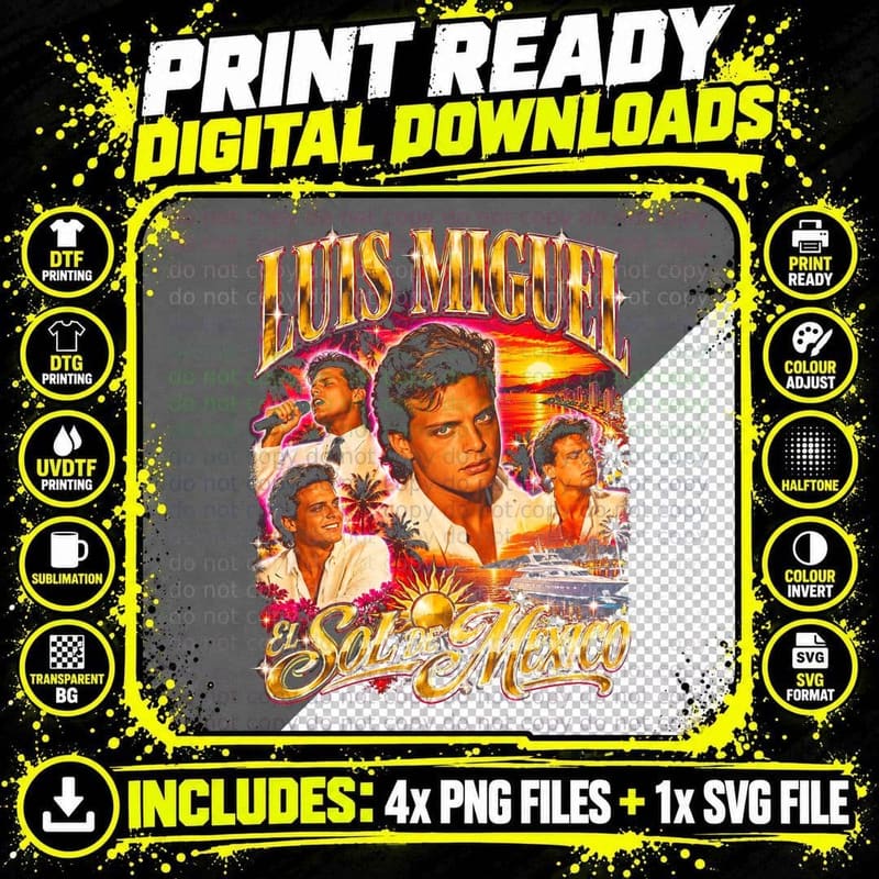 Luis Miguel El Sol de Mexico Vintage Latin Pop Music Png SVG Digital Bundle