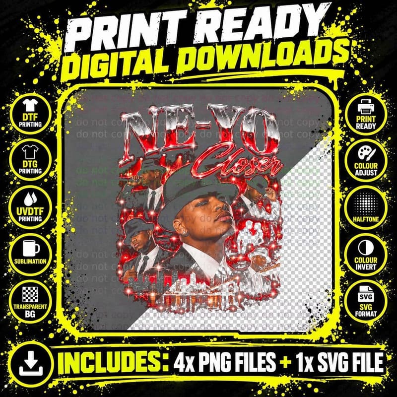 Ne-Yo Closer Vintage R&B Pop Music Retro Bootleg Concert Png SVG Digital Bundle