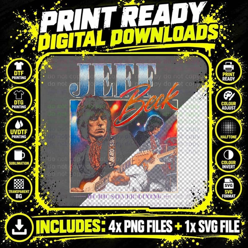 Jeff Beck Hi Ho Silver Lining Vintage British Rock Mod Png SVG Digital Bundle