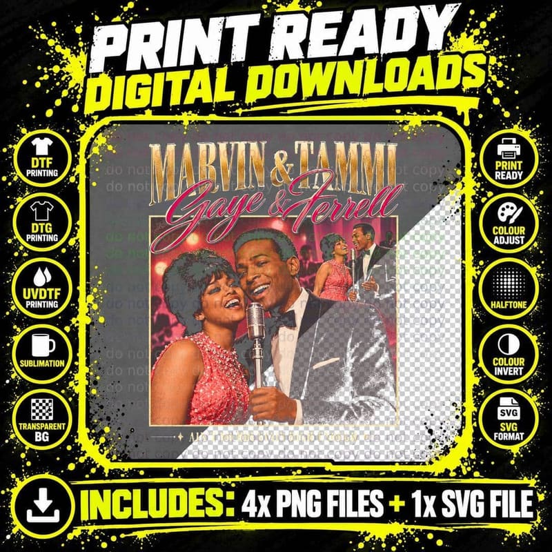 Marvin Gaye Tammi Terrell Ain't No Mountain High Enough Png SVG Digital Bundle