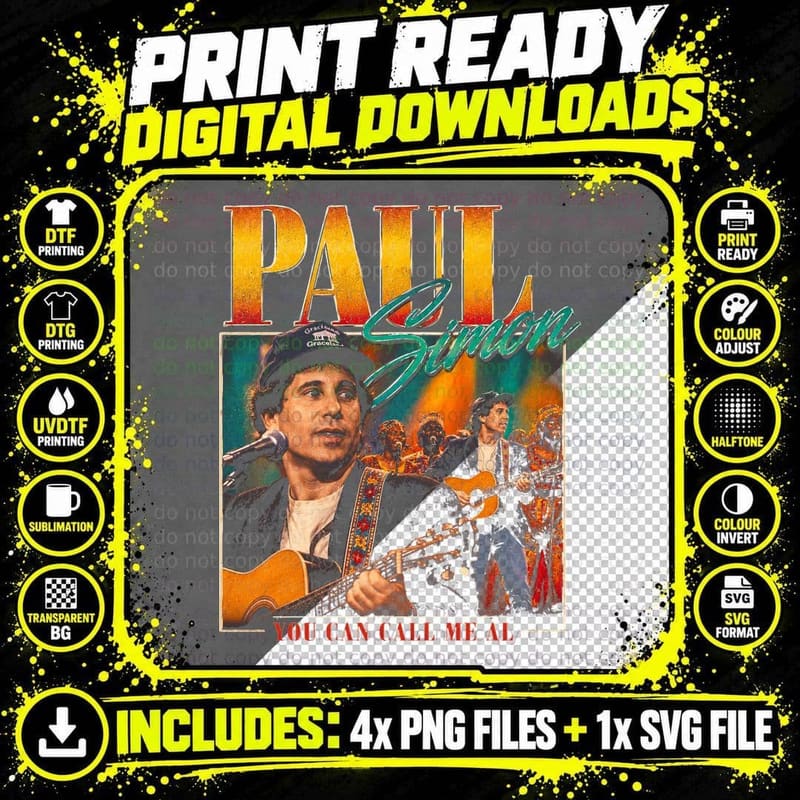Paul Simon You Can Call Me Al Graceland Vintage World Png SVG Digital Bundle
