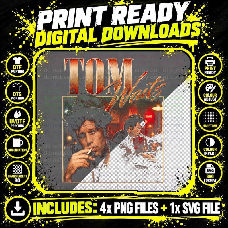 Tom Waits Small Change Vintage Jazz Blues Diner Retro Png SVG Digital Bundle