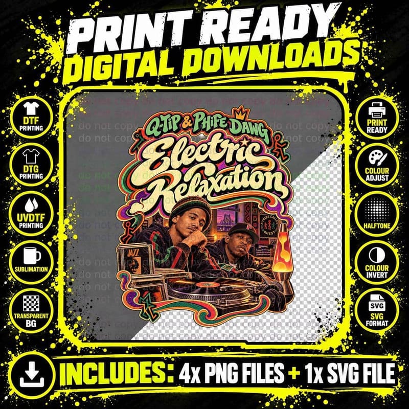A Tribe Called Quest Vintage Electric Relaxation Q Tip Png SVG Digital Bundle