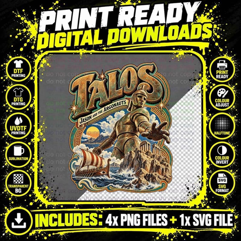 Jason and the Argonauts Vintage Talos Ray Harryhausen Png SVG Digital Bundle