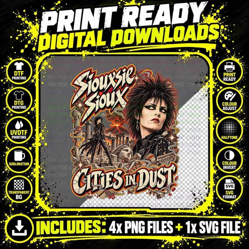 Siouxsie Sioux Vintage Cities in Dust Siouxsie and the Png SVG Digital Bundle