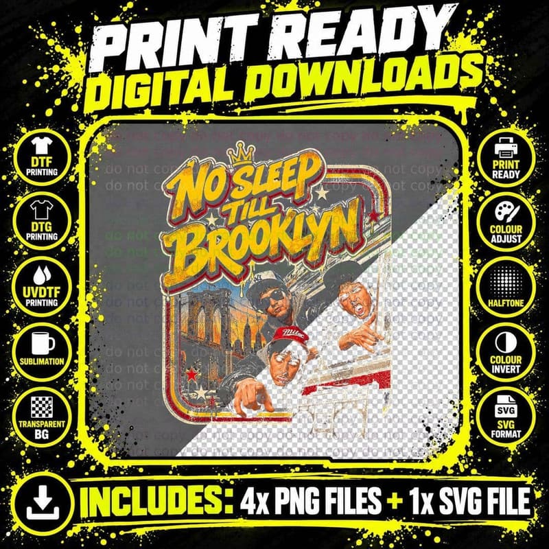 Beastie Boys No Sleep Till Brooklyn Vintage 80s Hip Hop Png SVG Digital Bundle