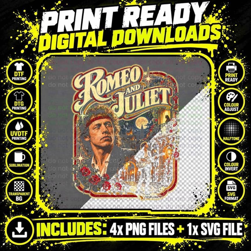 Mark Knopfler Romeo and Juliet Vintage 80s Dire Straits Png SVG Digital Bundle