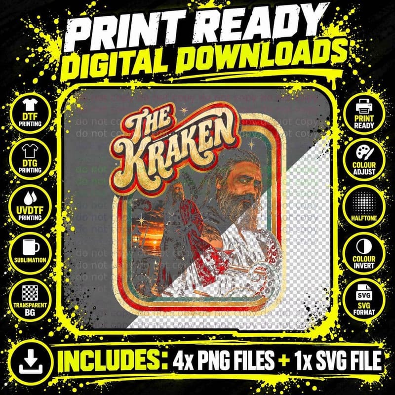 Our Flag Means Death Vintage Blackbeard The Kraken Png SVG Digital Bundle