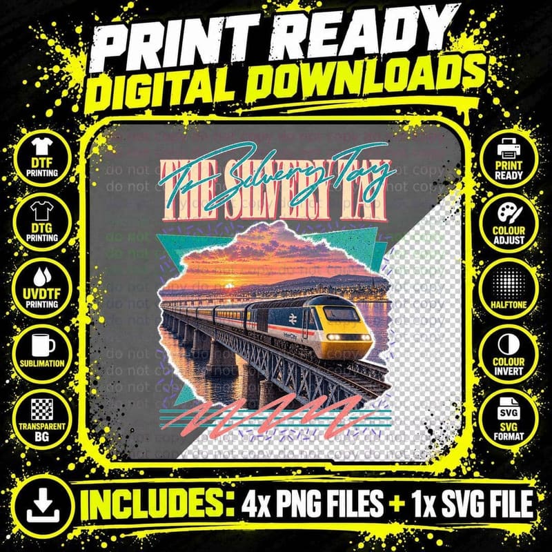 The Silvery Tay Vintage Retro Scottish Railway Intercity Png SVG Digital Bundle