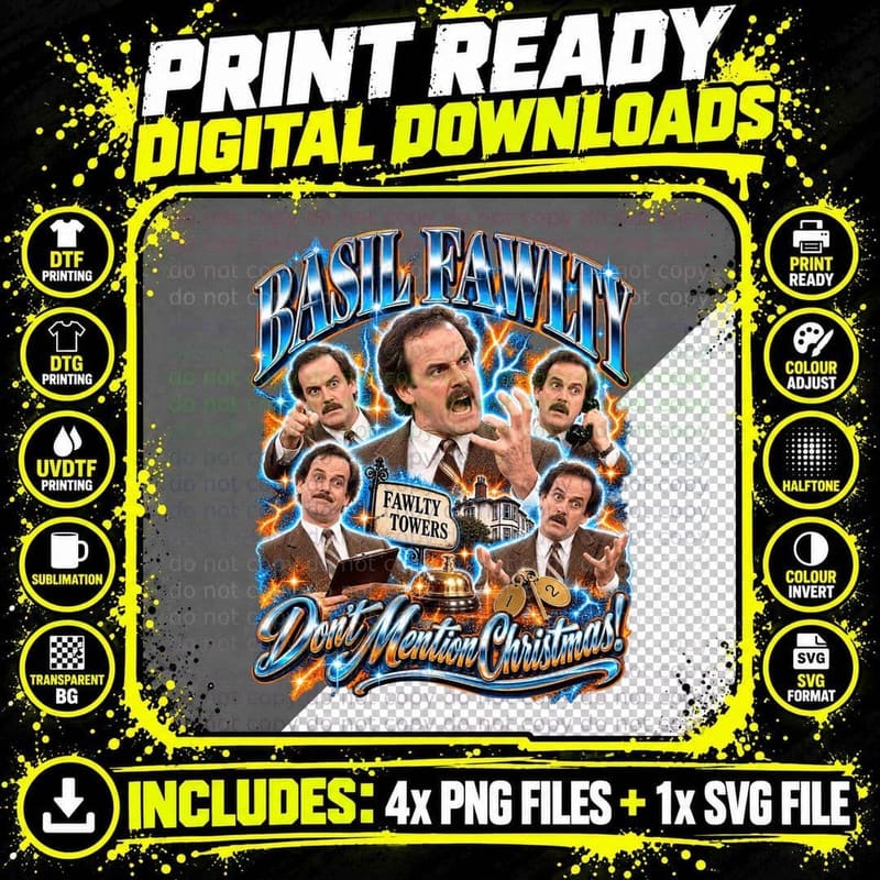 Fawlty Towers Retro Bootleg Basil Fawlty Funny Vintage Png SVG Digital Bundle