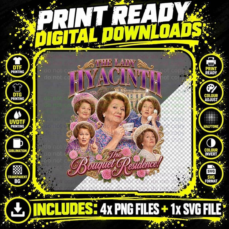 Keeping Up Appearances Retro Bootleg Hyacinth Bucket Png SVG Digital Bundle