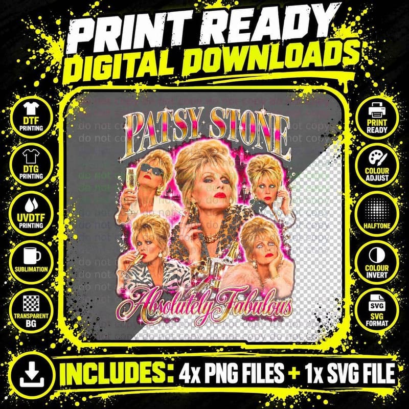 Absolutely Fabulous Sweetie Darling Retro 90s Sitcom Png SVG Digital Bundle