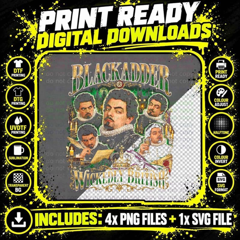 Blackadder Vintage Bootleg Edmund Blackadder Retro Png SVG Digital Bundle