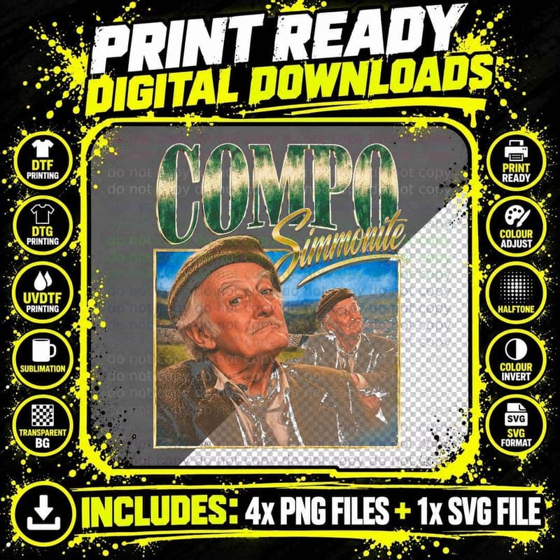 Compo Simmonite Last of the Summer Wine Retro British TV Png SVG Digital Bundle