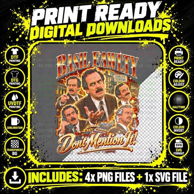 Fawlty Towers Vintage Bootleg Basil Fawlty Retro Comedy Png SVG Digital Bundle