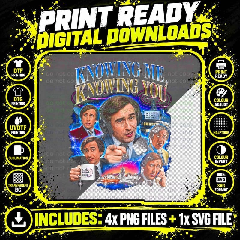 Knowing Me, Knowing You Retro Bootleg Alan Partridge Png SVG Digital Bundle