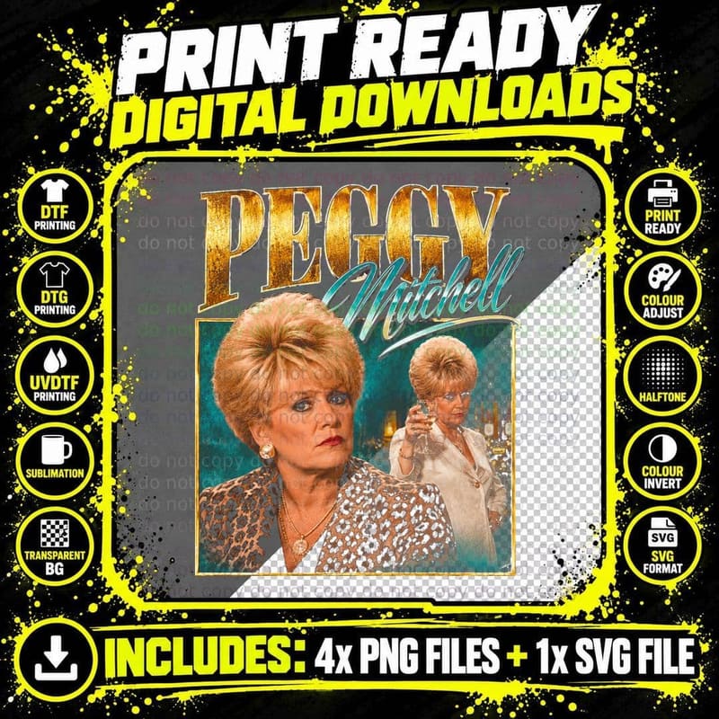Peggy Mitchell Retro Vintage British Soap Funny Gift Png SVG Digital Bundle