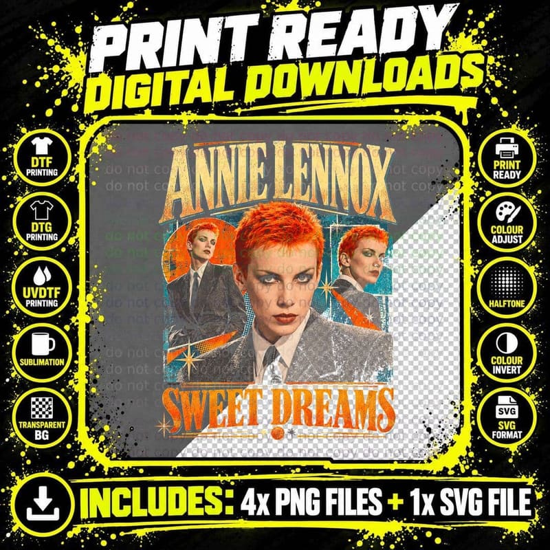 Annie Lennox Eurythmics Sweet Dreams 80s New Wave Png SVG Digital Bundle