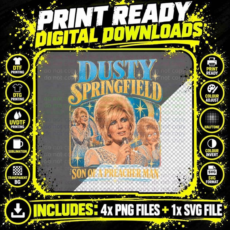 Dusty Springfield Son of a Preacher Man 60s Soul Vintage Png SVG Digital Bundle