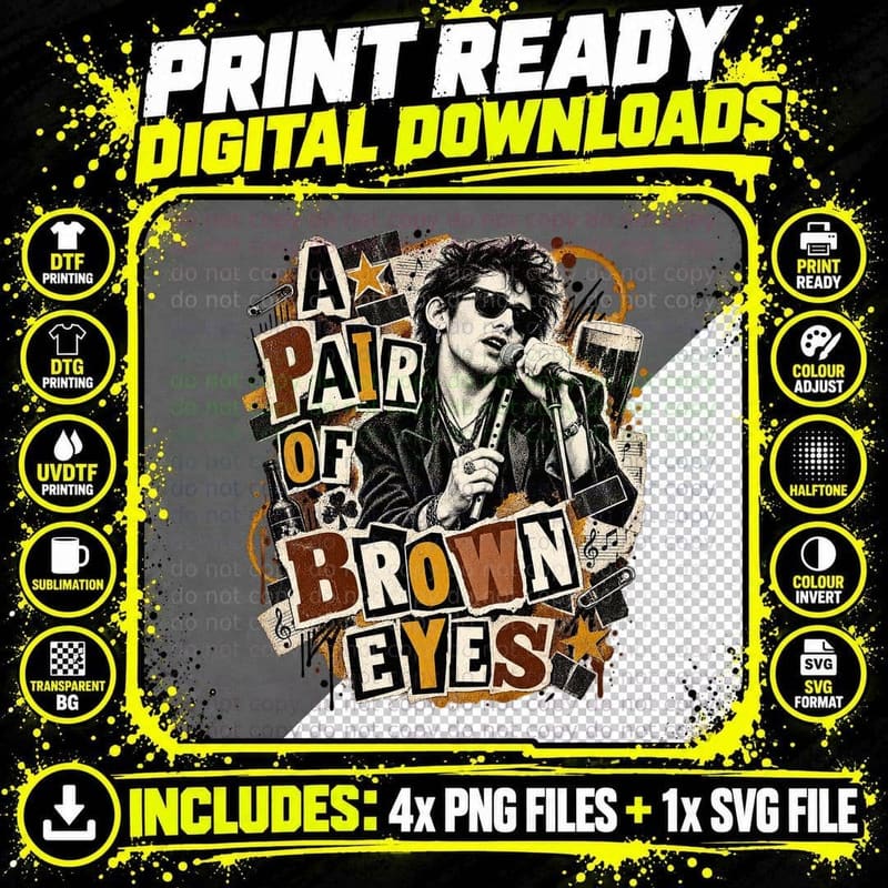 Shane MacGowan A Pair of Brown Eyes The Pogues Celtic Png SVG Digital Bundle