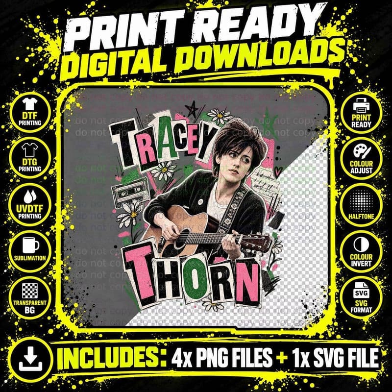 Tracey Thorn Marine Girls Indie Folk Post Punk Vintage Png SVG Digital Bundle