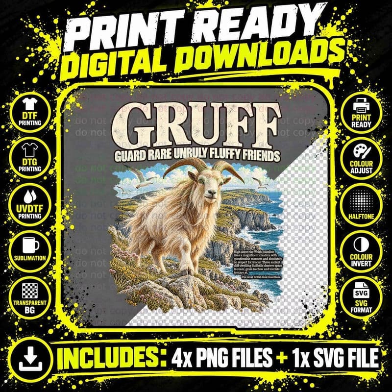Great Orme Wild Goat Vintage Wildlife Conservation Funny Png SVG Digital Bundle