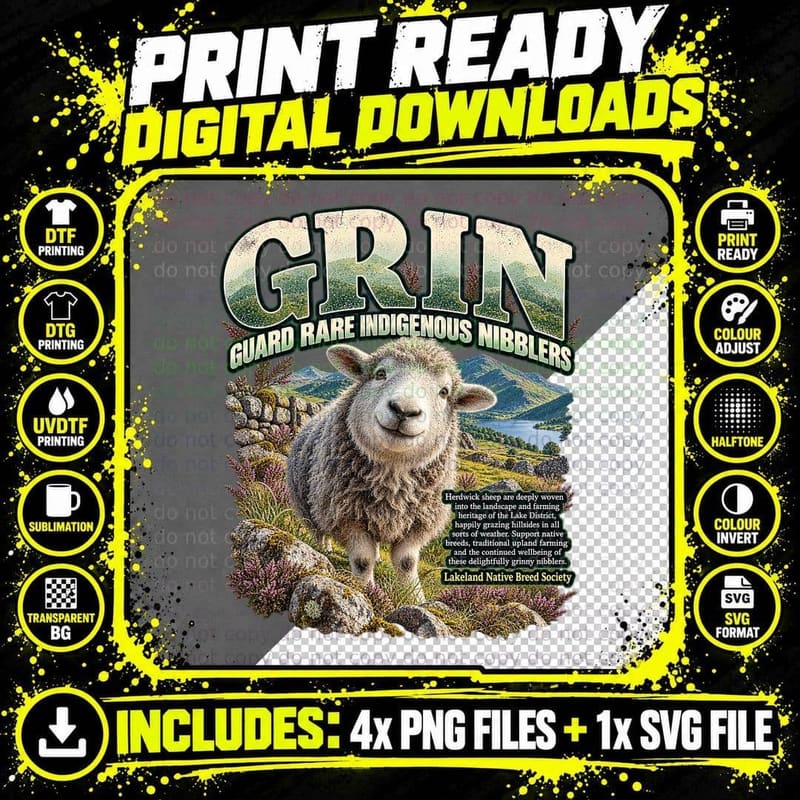 Herdwick Sheep Lake District Vintage Wildlife British Png SVG Digital Bundle