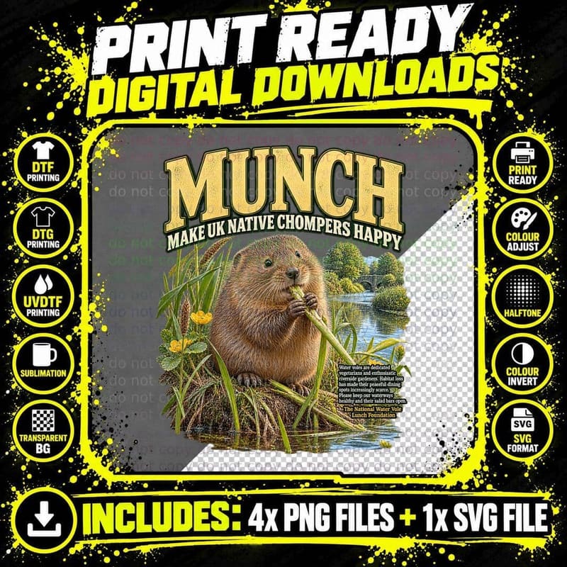 Water Vole Vintage Wildlife Riverbank Conservation Cute Png SVG Digital Bundle