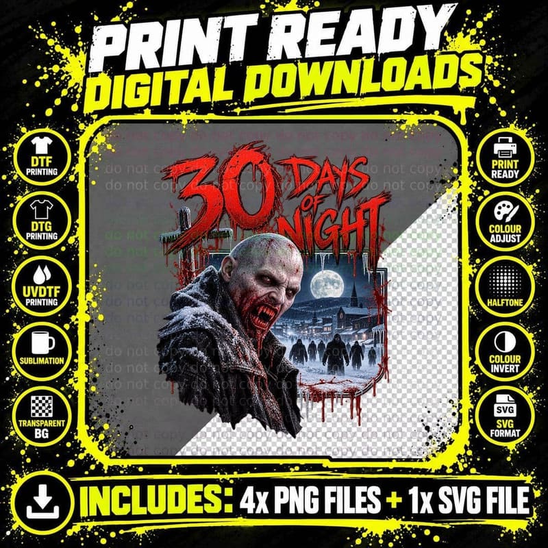 30 Days of Night Arctic Vampire Horror Film Gothic Png SVG Digital Bundle