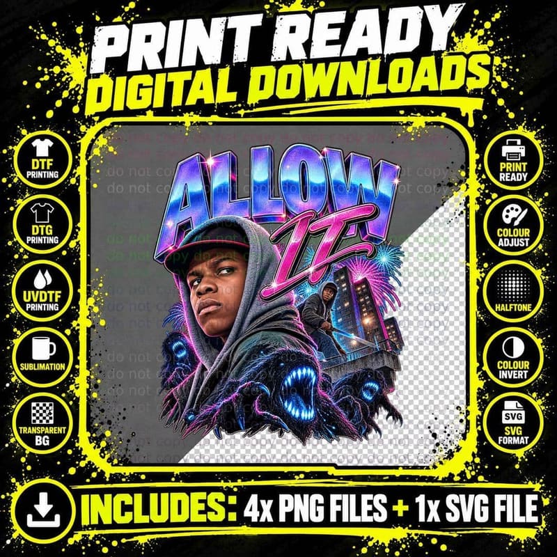 Attack the Block Allow It Retro Alien Creature Movie Png SVG Digital Bundle
