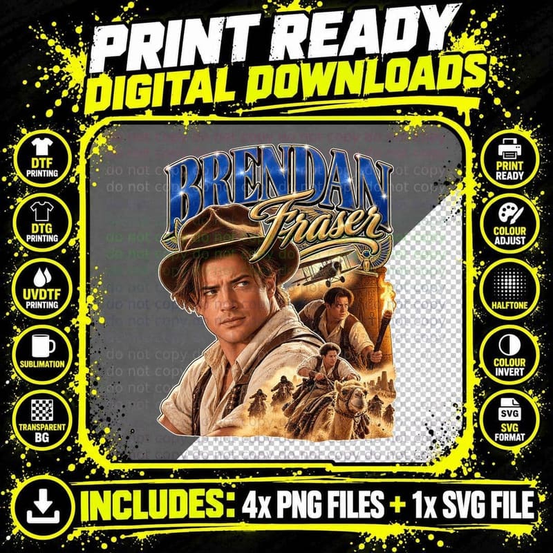 Brendan Fraser The Mummy Adventure Retro Vintage Bootleg Png SVG Digital Bundle