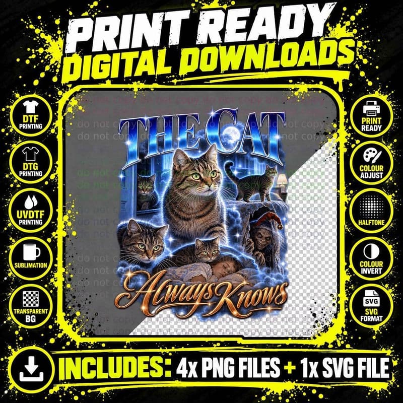 Cat's Eye Retro Collage Stephen King 1985 Horror Png SVG Digital Bundle
