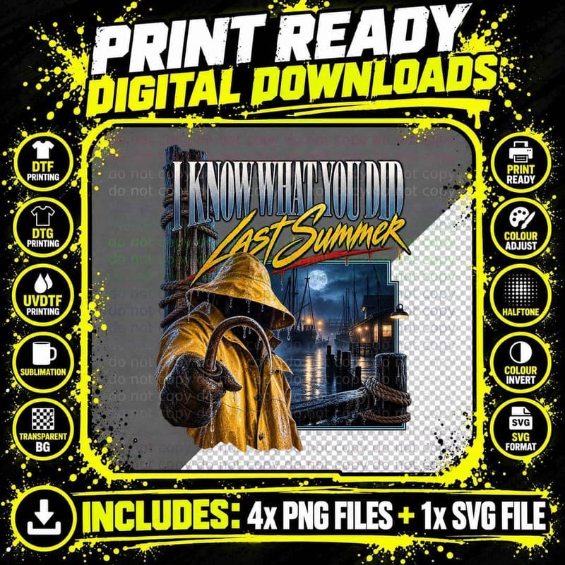 I Know What You Did Last Summer Vintage 90s Slasher Png SVG Digital Bundle