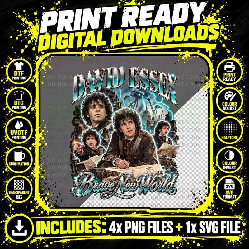 Jeff Wayne War of the Worlds Retro Collage David Essex Png SVG Digital Bundle