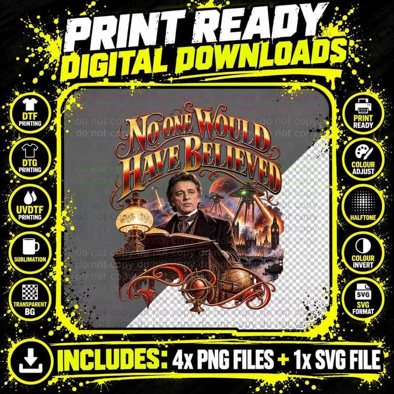 Jeff Wayne War of the Worlds Retro Collage Richard Png SVG Digital Bundle