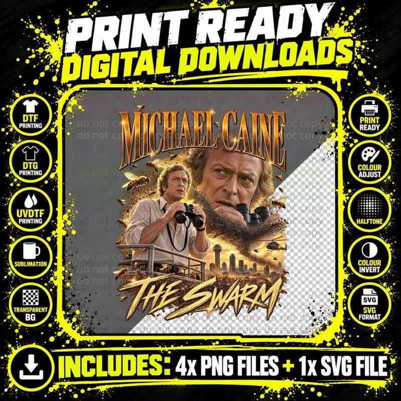 Michael Caine The Swarm Retro Vintage Bootleg 70s Png SVG Digital Bundle