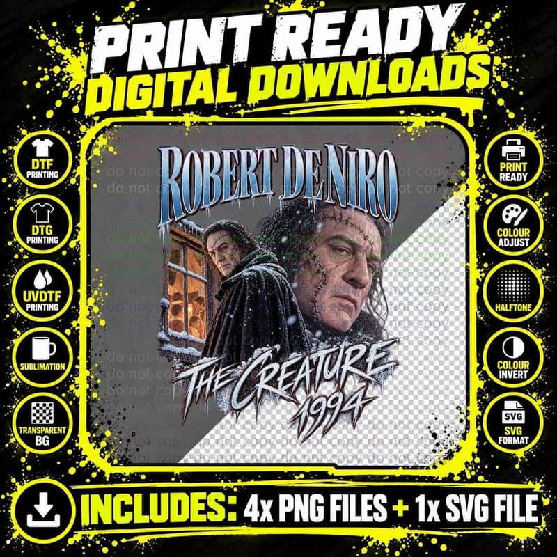 Robert De Niro The Creature 1994 Retro Vintage Bootleg Png SVG Digital Bundle