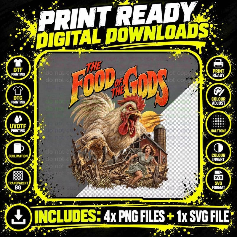 The Food of the Gods Vintage 1976 Giant Chicken Horror Png SVG Digital Bundle