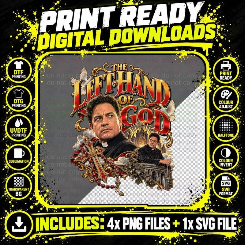 The Left Hand of God Priest Retro Vintage Gothic Cult Png SVG Digital Bundle