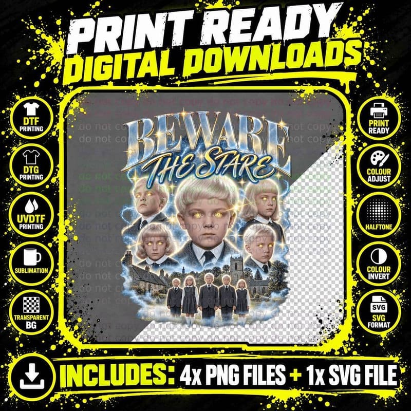 Village of the Damned Retro Collage 1960 British Sci Fi Png SVG Digital Bundle