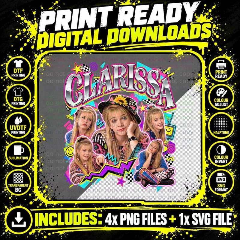 Clarissa Explains It All Vintage Bootleg Nickelodeon 90s Png SVG Digital Bundle