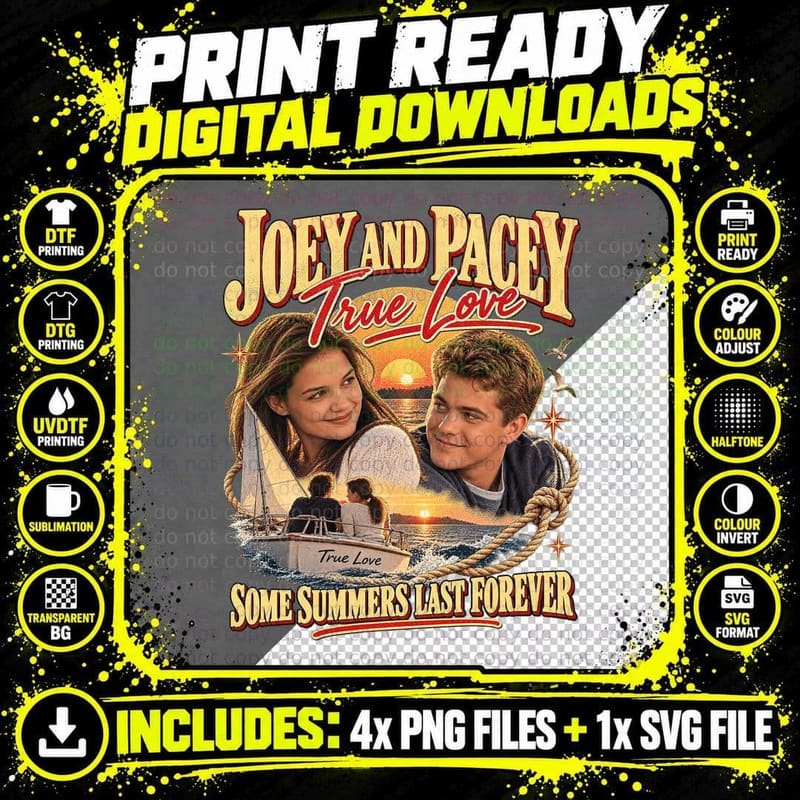Dawson's Creek Vintage Joey and Pacey True Love Sailing Png SVG Digital Bundle