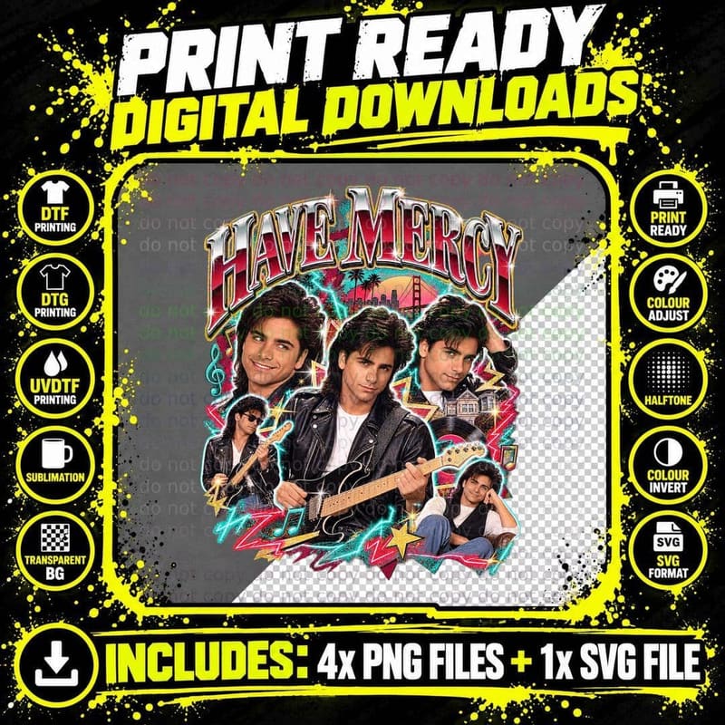 Full House Vintage Bootleg Uncle Jesse Have Mercy John Png SVG Digital Bundle