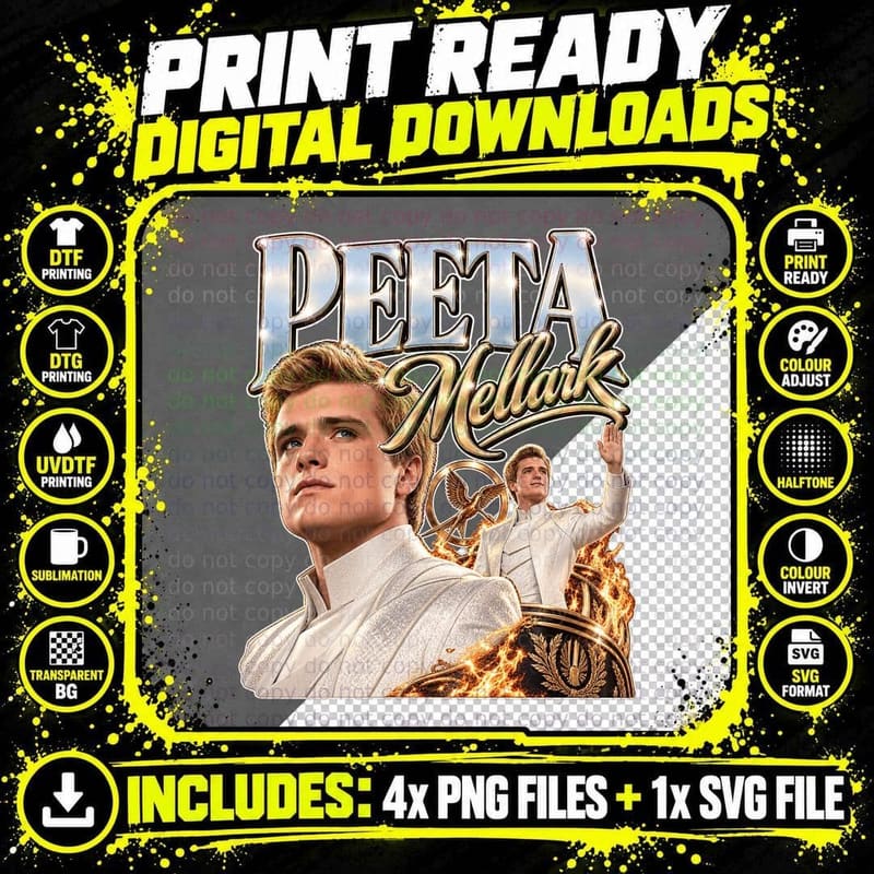 Hunger Games Catching Fire Retro Peeta Mellark Josh Png SVG Digital Bundle
