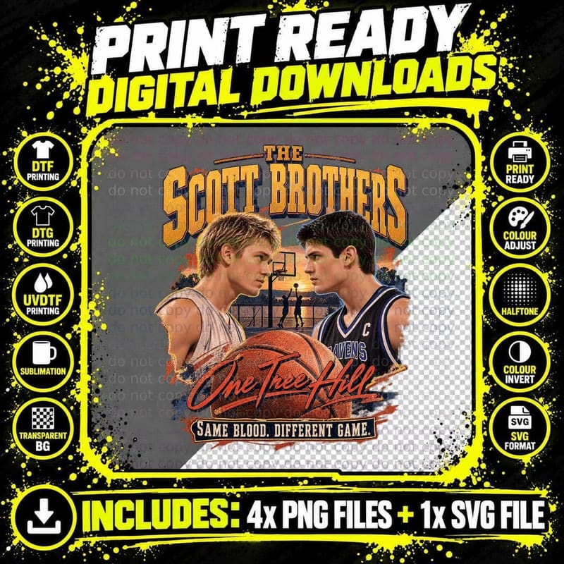 One Tree Hill Vintage Scott Brothers Lucas Nathan Png SVG Digital Bundle
