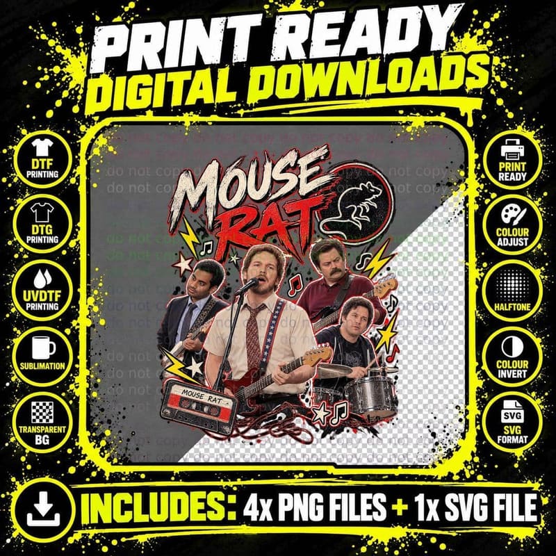 Parks and Recreation Rock Bootleg Mouse Rat Andy Dwyer Png SVG Digital Bundle