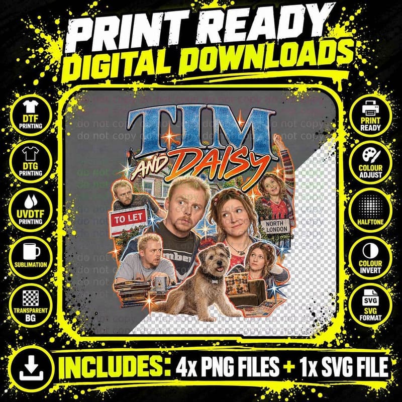Spaced Vintage Bootleg Tim Bisley Daisy Steiner Simon Png SVG Digital Bundle