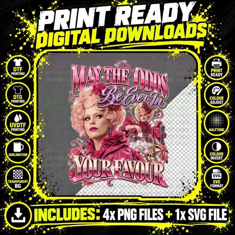 The Hunger Games Retro Glam Effie Trinket Reaping Pink Png SVG Digital Bundle