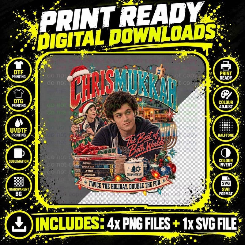 The OC Vintage Seth Cohen Chrismukkah Christmas Hanukkah Png SVG Digital Bundle